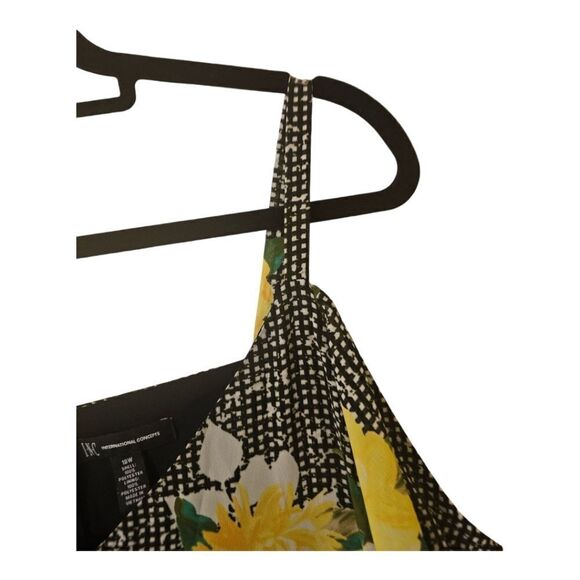 INC INTERNATIONAL CONCEPTS Cold Shoulder Gingham Floral Check Dress - Size 18W - Picture 5 of 13